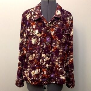 Christopher and banks maroon floral jacket